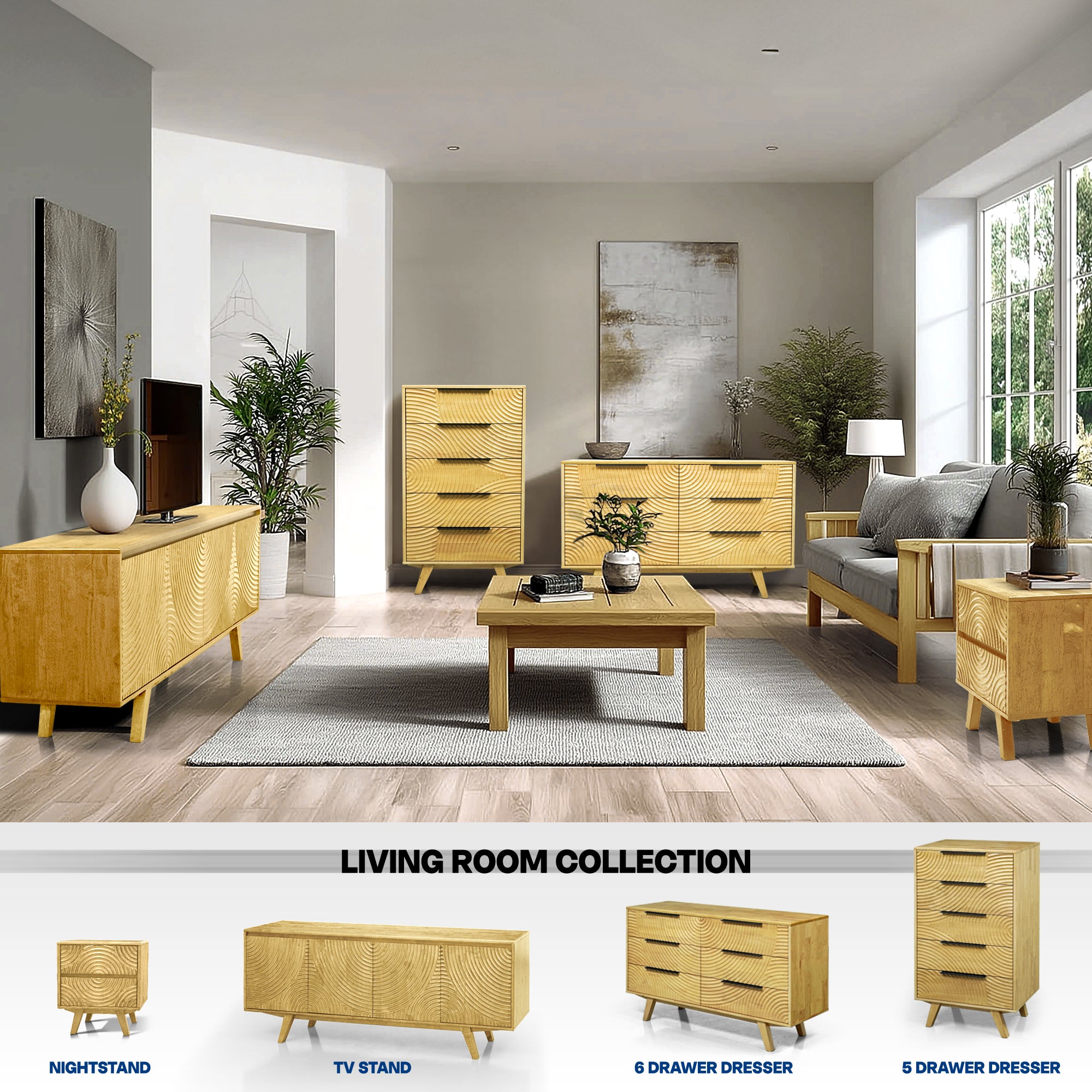 Acacia Harmony Dresser with 5 Drawers for Stylish Storage Solutions