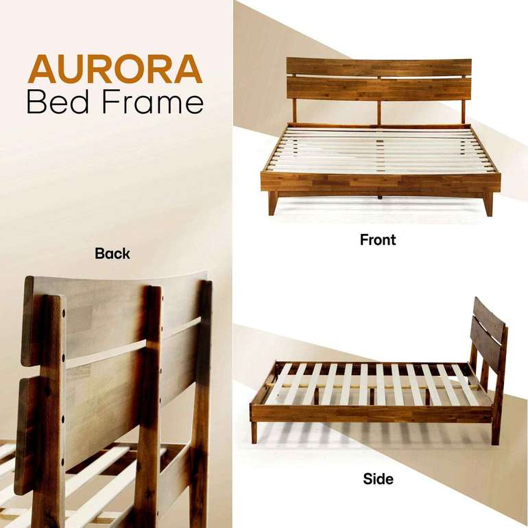 Acacia Solid Wood Bed Frame - Aurora Style for a Stylish Bedroom - Megsu