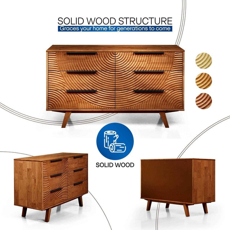 Acacia Harmony Dresser with 6 Drawers - Megsu