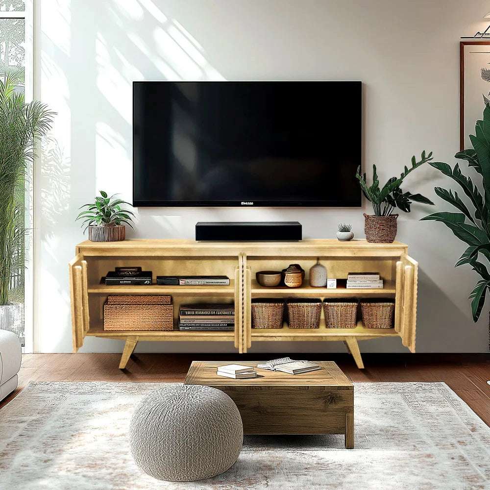 Acacia Harmony TV Stand with Storage for TVs up to 80" - Megsu