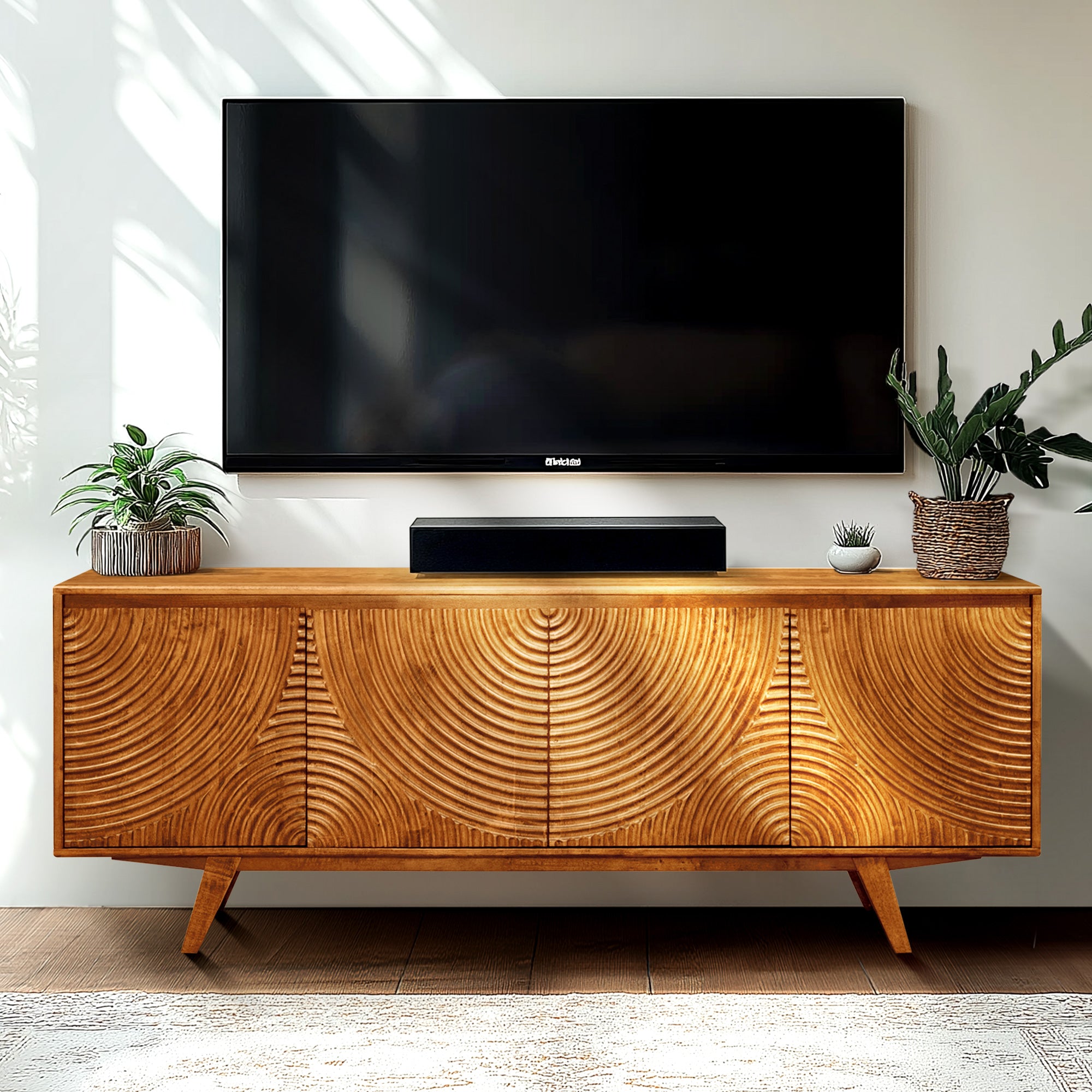 Acacia Harmony TV Stand with Storage for TVs up to 80" - Megsu