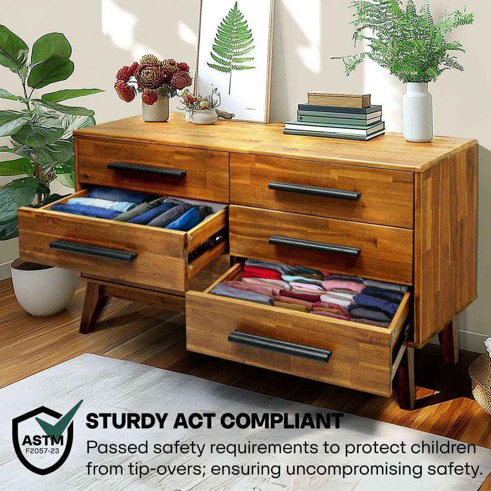 Legacy Solid Wood Dresser with 6 Drawers Double Dresser Acacia Color: Caramel Legacy Solid Wood Dresser with 6 Drawers Double Dresser Acacia Color: Caramel