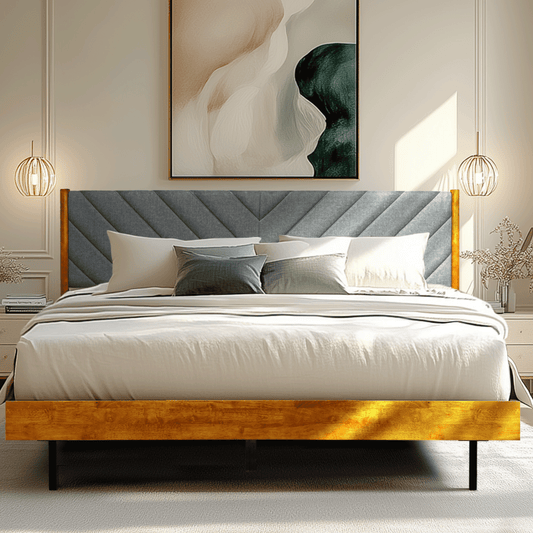 Acacia Astoria Upholstered Solid Wood Bed Frame