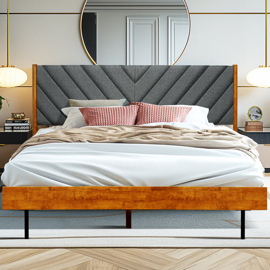 Acacia Astoria Upholstered Solid Wood Bed Frame for Elegant Bedrooms