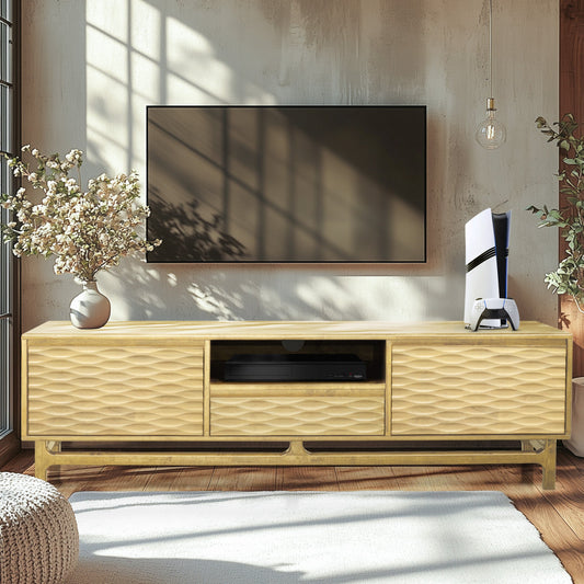 Acacia Elara TV Stand with Storage and Cable Management for TVs up to 80" - Megsu