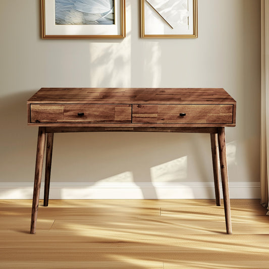 Acacia Lagom 48" Solid Wood Work Desk with Drawers - Megsu