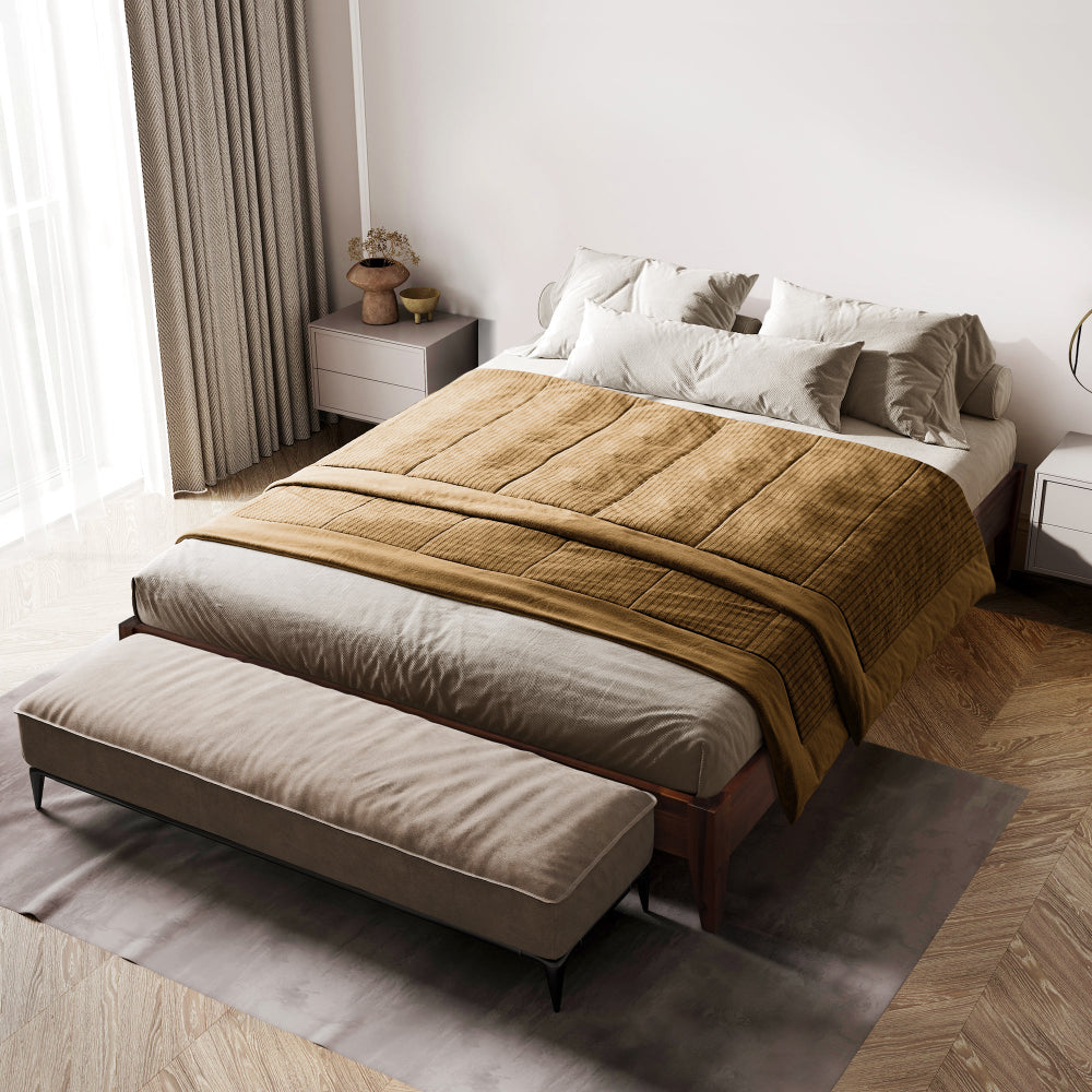 Acacia Mervyn Deluxe Wood Platform Bed Frame - Megsu