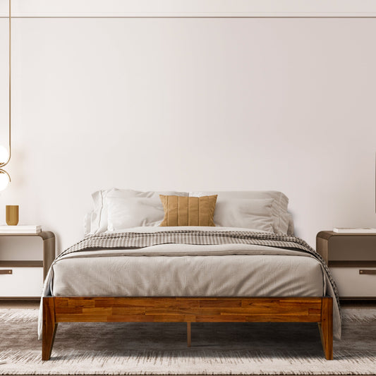 Acacia Mervyn Deluxe Wood Platform Bed Frame - Megsu