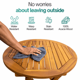 Tranquillo Anya Foldable Round Solid Acacia Wood Outdoor Table - Megsu