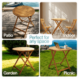 Tranquillo Anya Foldable Round Solid Acacia Wood Outdoor Table - Megsu