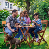 Foldable Bistro Table and Chairs Set_Cherry