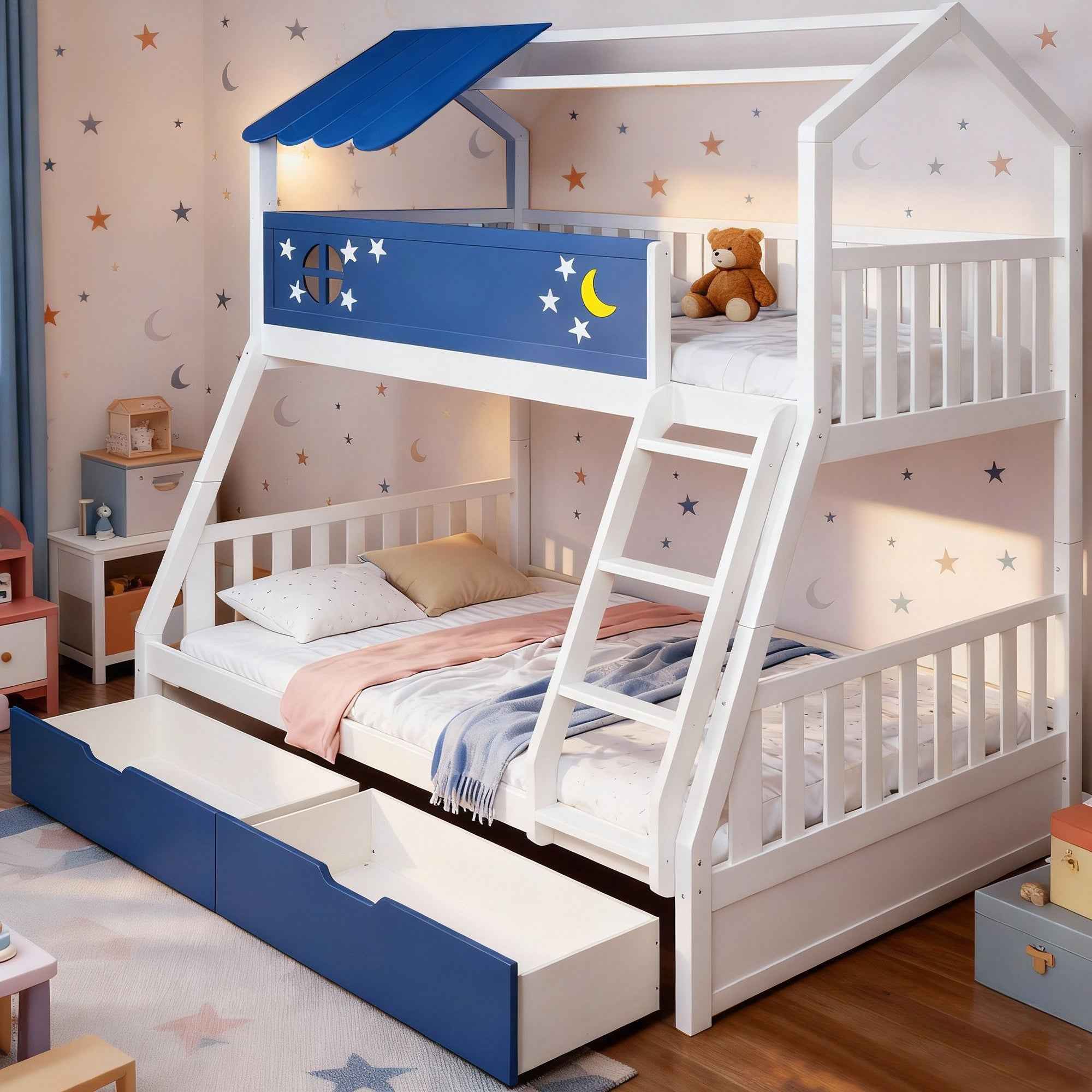 Moonlight Kid Bunk Bed - Stylish and Space-Saving Bunk Bed for Kids - Megsu