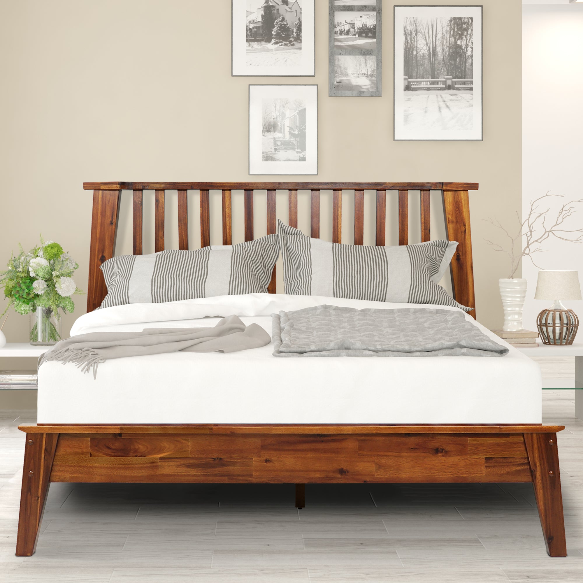 Cadre de lit plateforme en bois de luxe Kaylin