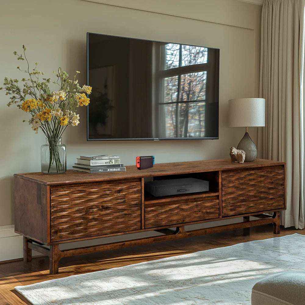 Acacia Elara TV Stand with Storage and Cable Management for TVs up to 80" - Megsu