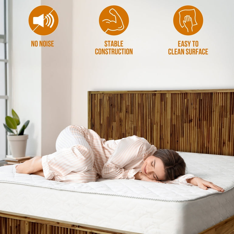 Megsu Bosk Acacia Wood Bed Frame with Headboard,  King & Queen Size Fluted Pattern Inspired, Mid-Century Modern Style Platform Bed – FSC Certified, Noise-Free, Easy Assembly, No Box Spring Needed