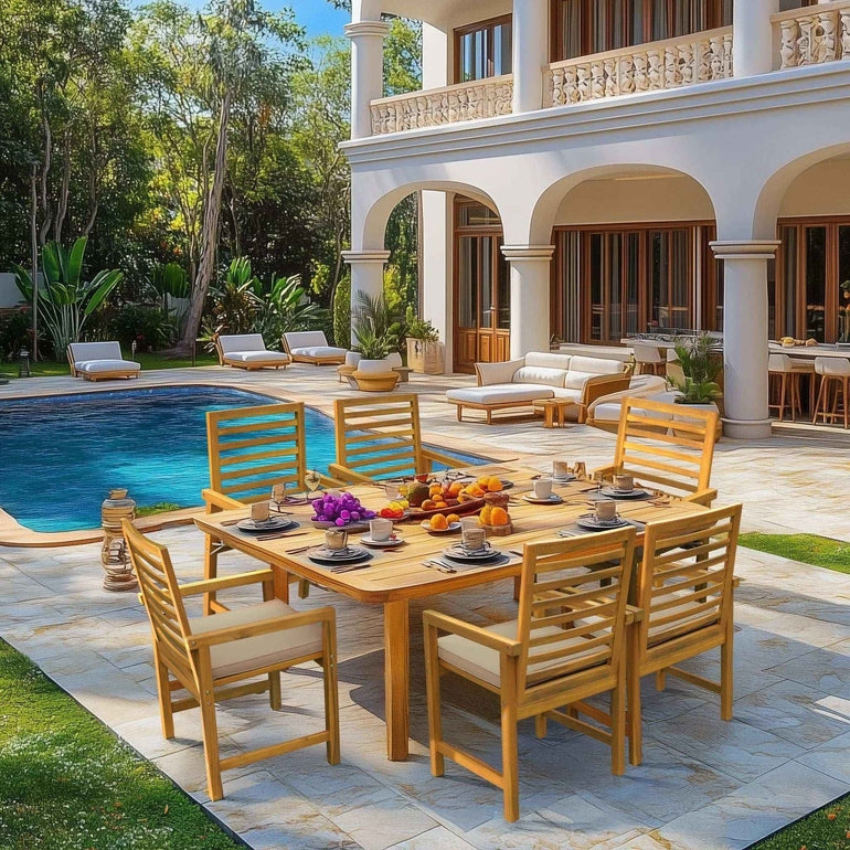 Tranquillo Solara Acacia Wood Outdoor Chairs Set of 2 with Cushions - Megsu