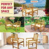 Tranquillo Solara Acacia Wood Outdoor Chairs Set of 2 with Cushions - Megsu