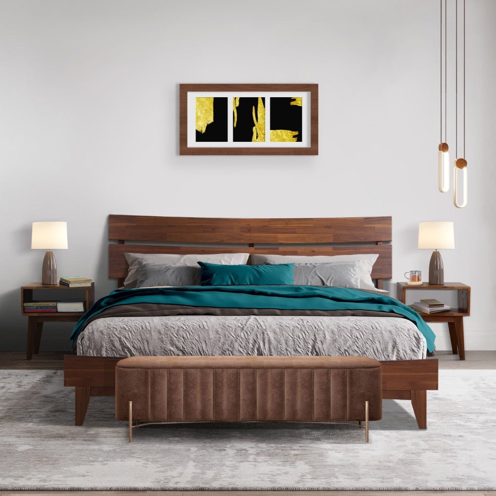 Aurora Solid Wood Bed Frame and Matching Nightstand Bedroom Set