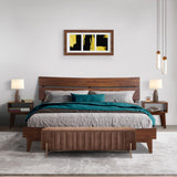 Aurora Solid Wood Bed Frame and Matching Nightstand Bedroom Set