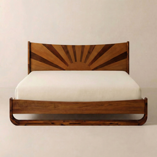 Marco de cama con plataforma Rorns Sunset y cabecero para un dormitorio con el mejor estilo