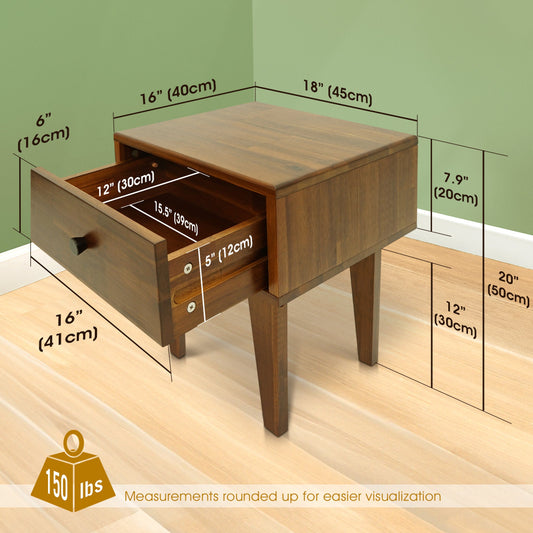Table de chevet Sofia à 1 tiroir en bois massif