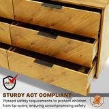 Megsu Veyron 6 Drawers Dresser, 54” Wide Dressers with Walnut/Oak Finish, Soft-Close Glides, Spacious Storage, Mid-Century Modern Inspired, Easy Setup