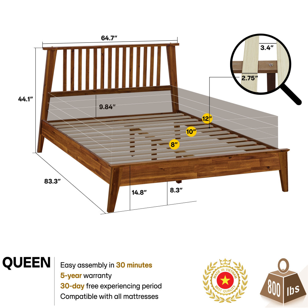 Cadre de lit plateforme en bois de luxe Kaylin