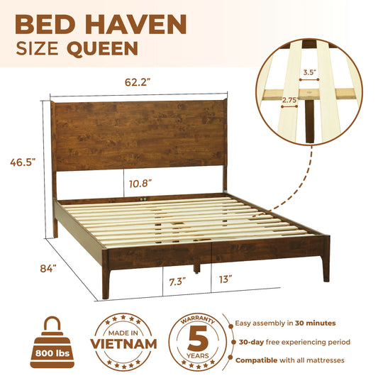 Cadre de lit plateforme en bois Haven Deluxe